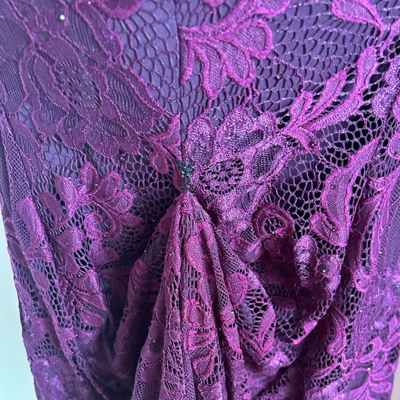 LA FEMME 28556 Lace Mermaid Gown - Dark Berry - Picture 7 of 15